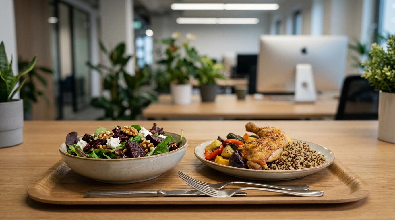 Plateau repas individuel avec présentation soignée pour déjeuner d'affaires